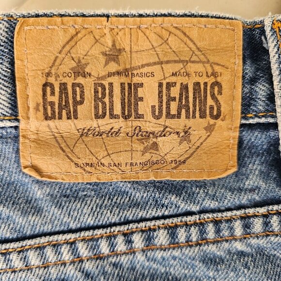 Gap Classic Straight Leg Cotton Jeans Women 10 High Rise Med Wash Distressed VTG - Picture 7 of 10